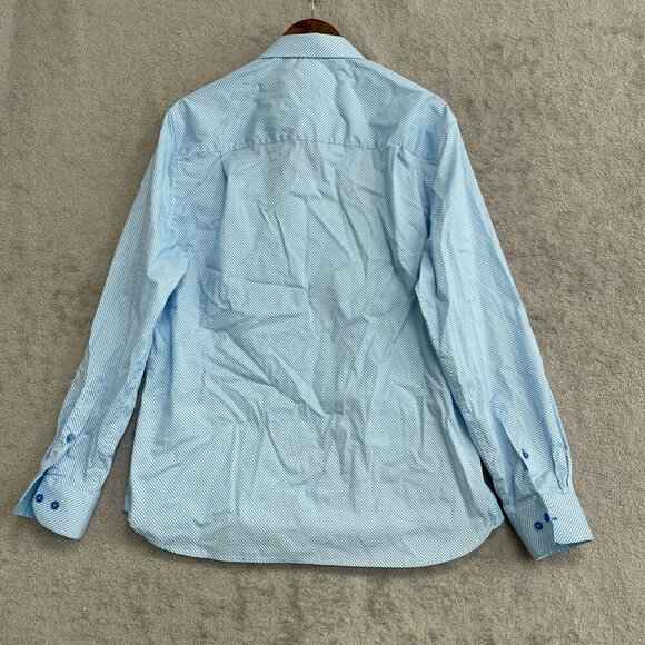 NWOT Nick Graham Men's L Stretch Modern Fit Dress Shirt Blue Pattern - Picture 3 of 10